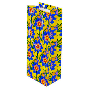 Cute Abstract Flowers Pattern Wine Gift Bag