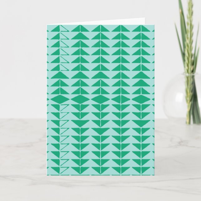 Cute Abstract Geometric Shapes in Green and Blue Card (Front)