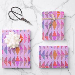 Cute Abstract Geometric Shapes in Lavender Purple Wrapping Paper Sheet
