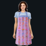 Cute Abstract Geometric Shapes Purple Personalized Apron<br><div class="desc">Fun geometric painting of colourful abstract triangle shapes on a cute lavender background,  personalized with your name.</div>