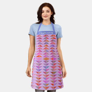 Cute Abstract Geometric Shapes Purple Personalized Apron