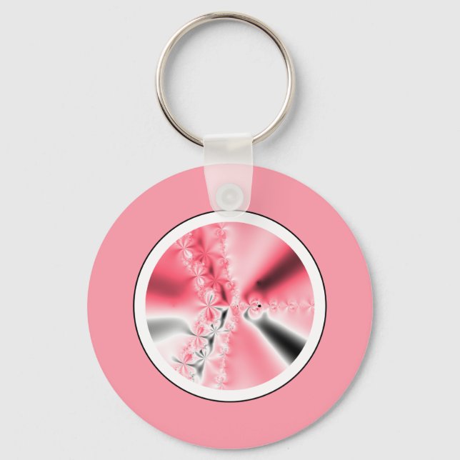 Cute Abstract Girly Pink Fractal Keychain (Front)