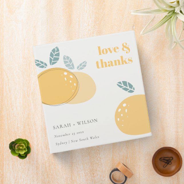 Cute Abstract Lemon Fruity Bold Wedding Album Binder (In Situ)