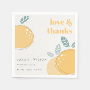 Cute Abstract Lemon Fruity Bold Wedding Thanks Napkin
