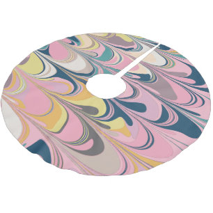 Cute Abstract Marble Paint Swirl in Pink Brushed Polyester Tree Skirt