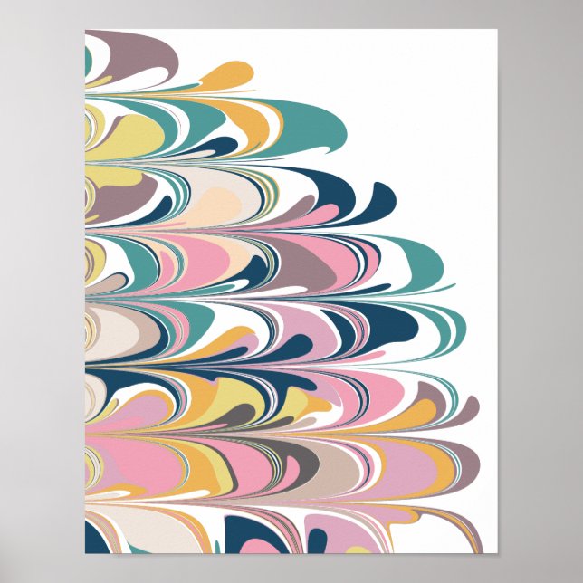 Cute Abstract Marble Paint Swirl in Pink Poster (Front)