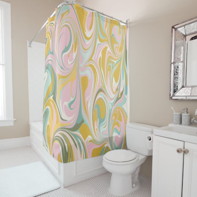 Cute Abstract Marble Swirl in Earthy Pink and Gold (In Situ)
