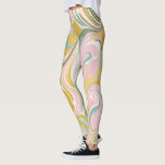 Cute Abstract Marble Swirl in Earthy Pink and Gold Leggings<br><div class="desc">Whimsical marble pattern with colourful swirls of pastel pink, teal, and gold.</div>