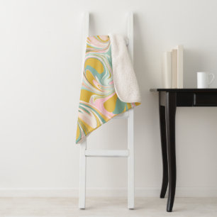 Cute Abstract Marble Swirl in Earthy Pink and Gold Sherpa Blanket
