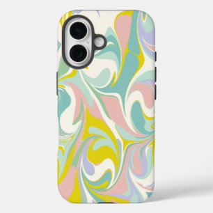 Cute Abstract Marble Swirl in Pastel Colours iPhone 16 Case