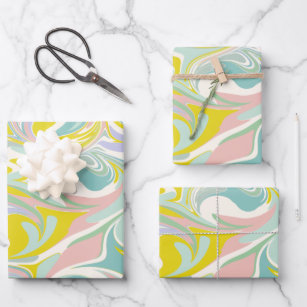 Cute Abstract Marble Swirl in Pastel Colours  Wrapping Paper Sheet