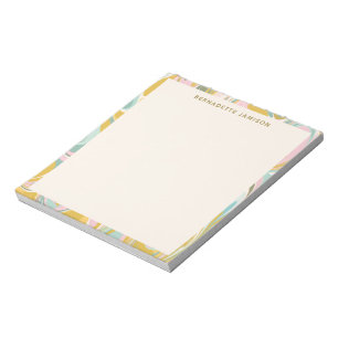 Cute Abstract Marble Swirl Pink Gold Personalized Notepad