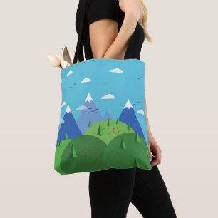 Cute Abstract Mountain Scene Tote Bag