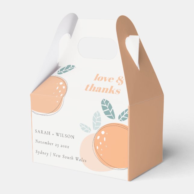 Cute Abstract Orange Fruity Bold Wedding Thanks Favor Box (Front Side)