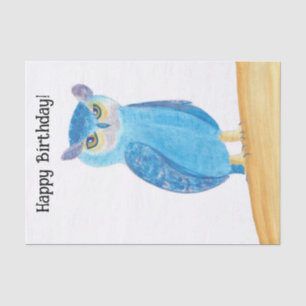 Cute Abstract Owl Happy Birthday Tissue Paper