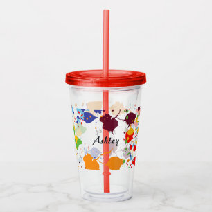 Cute Abstract Paint Splatter Name  Acrylic Tumbler