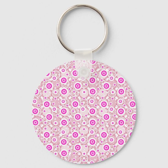 Cute abstract pinky dots patterns keychain (Front)