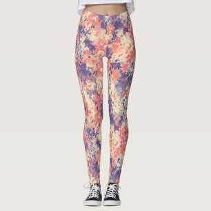 Cute Abstract Purple And Pink Camouflage Pattern. Leggings