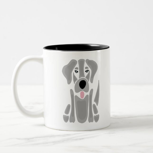Cute Abstract Silver Labrador Puppy Dog Two-Tone Coffee Mug (Left)