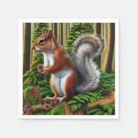 Cute Abstract Squirrel With Pinecones