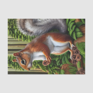 Cute Abstract Squirrel With Pinecones Tissue Paper