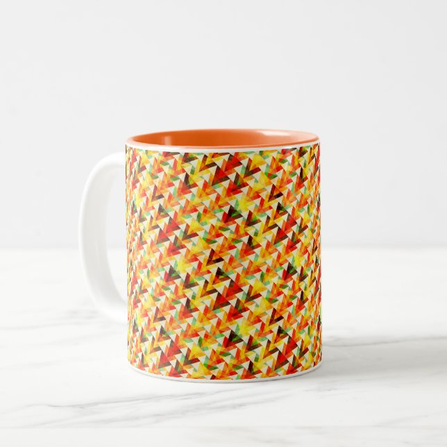 Cute abstract triangles pattern Two-Tone coffee mug (Front Left)