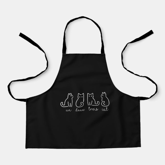 Cute Abstract Un Deux Trois Cat French Kitty Apron (Front)