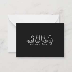Cute Abstract Un Deux Trois Cat French Kitty Card