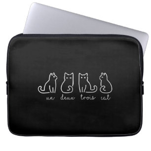 Cute Abstract Un Deux Trois Cat French Kitty Laptop Sleeve