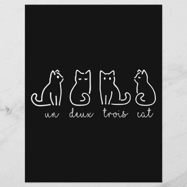 Cute Abstract Un Deux Trois Cat French Kitty Letterhead (Front)