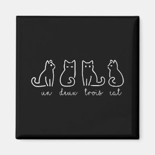 Cute Abstract Un Deux Trois Cat French Kitty Magnet