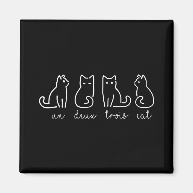 Cute Abstract Un Deux Trois Cat French Kitty Magnet (Front)