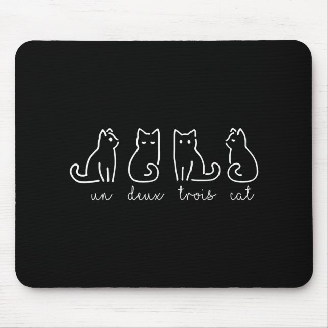 Cute Abstract Un Deux Trois Cat French Kitty Mouse Pad (Front)