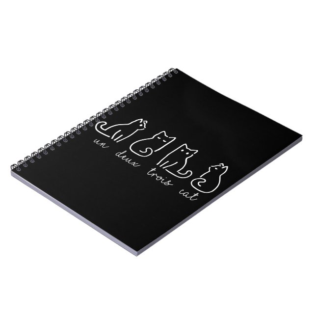 Cute Abstract Un Deux Trois Cat French Kitty Notebook (Left Side)