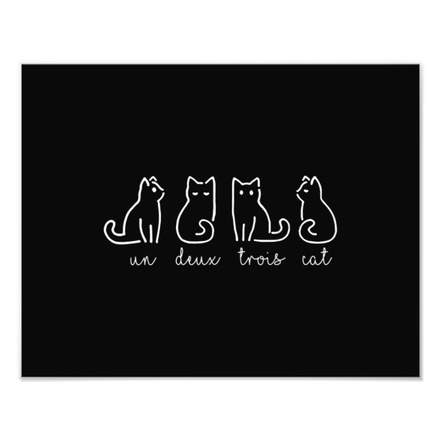 Cute Abstract Un Deux Trois Cat French Kitty Photo Print (Front)