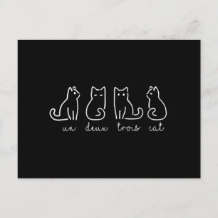 Cute Abstract Un Deux Trois Cat French Kitty Postcard