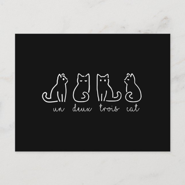 Cute Abstract Un Deux Trois Cat French Kitty Postcard (Front)