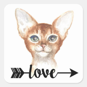 Cute Abyssinian Cat Mom Kitten Kitty Love Hello Square Sticker