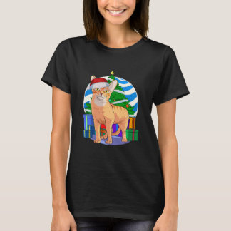 Cute Abyssinian Cat Santa Christmas T-Shirt