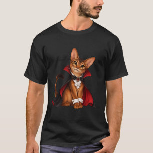 Cute Abyssinian Cat Vampire Dracula Decor T-Shirt