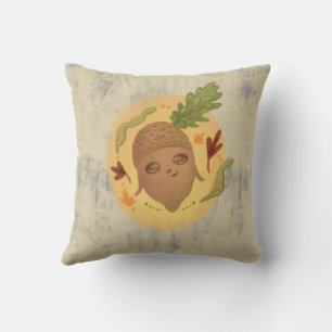 cute acorn autumn throw pillow