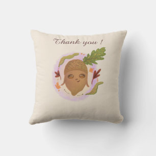 cute acorn autumn throw pillow