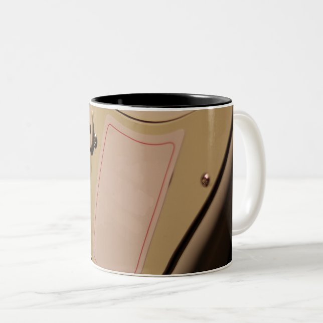 Cute Acoustic Guitar Two-Tone Coffee Mug (Front Right)