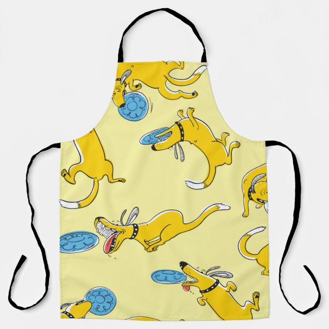 Cute activity dogs vintage seamless pattern. Doodl Apron (Front)