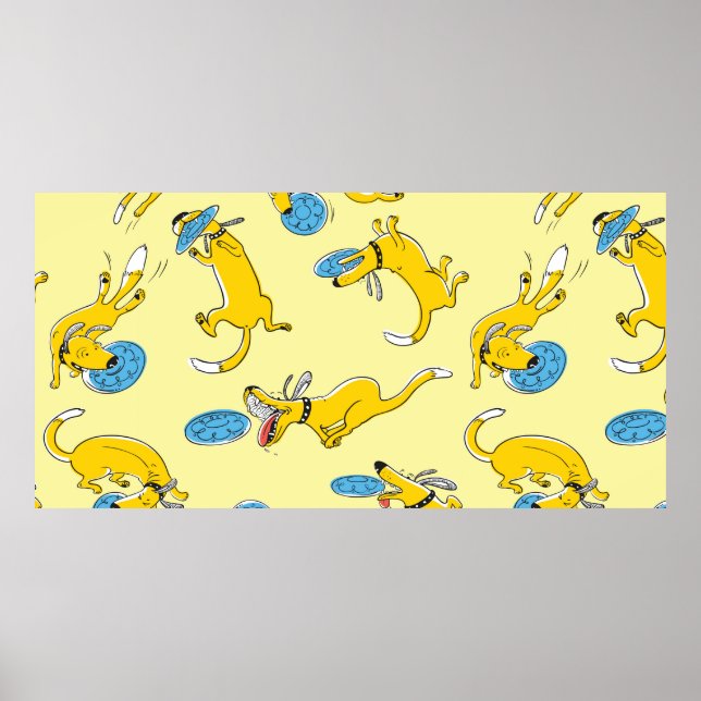 Cute activity dogs vintage seamless pattern. Doodl Poster (Front)