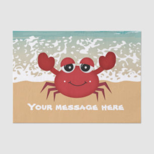Cute add message beach crab party tissue paper