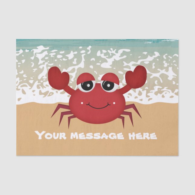 Cute add message beach crab party tissue tissue paper (Front)