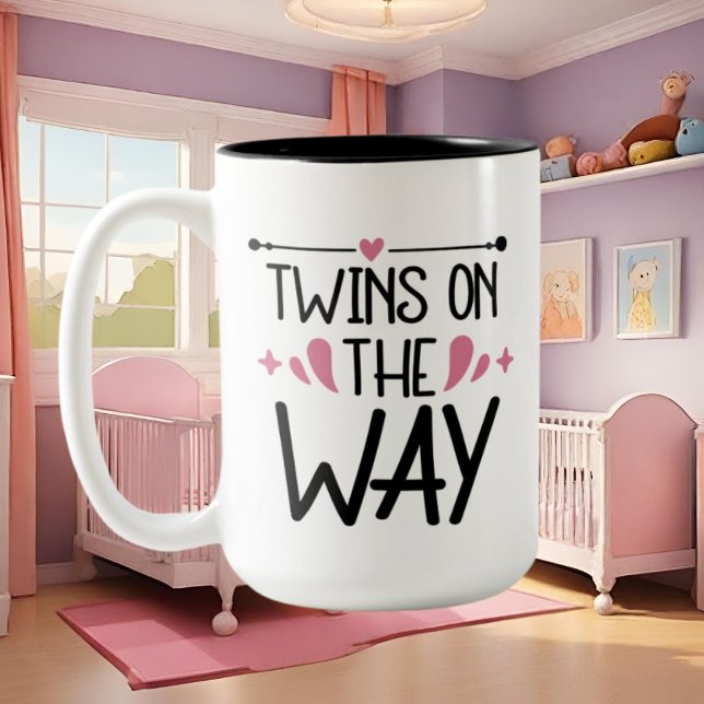 Cute add message Twins coming Two-Tone Coffee Mug (Creator Uploaded)