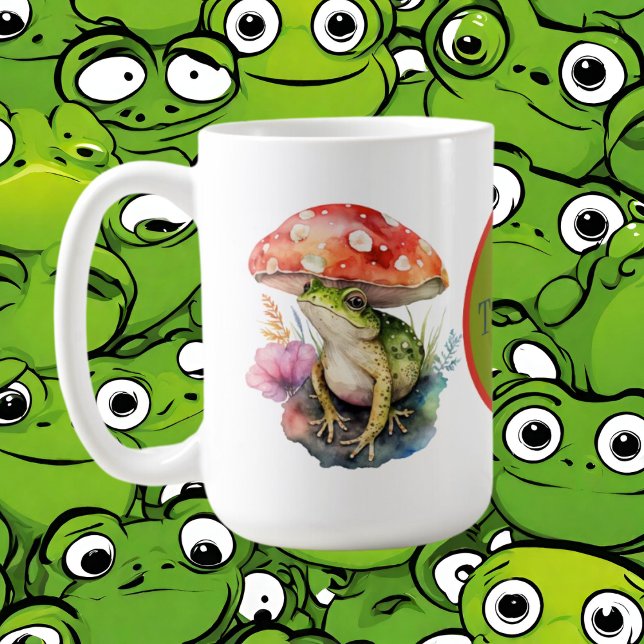 cute add monogram frog lovers  coffee mug (Creator Uploaded)