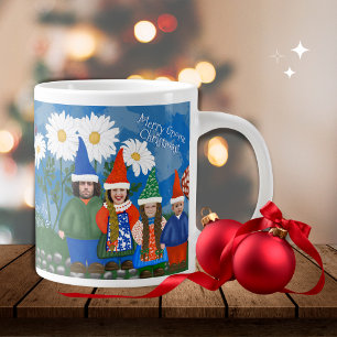 Cute Add Your Photo Gnome Family Merry Christmas Large Coffee Mug